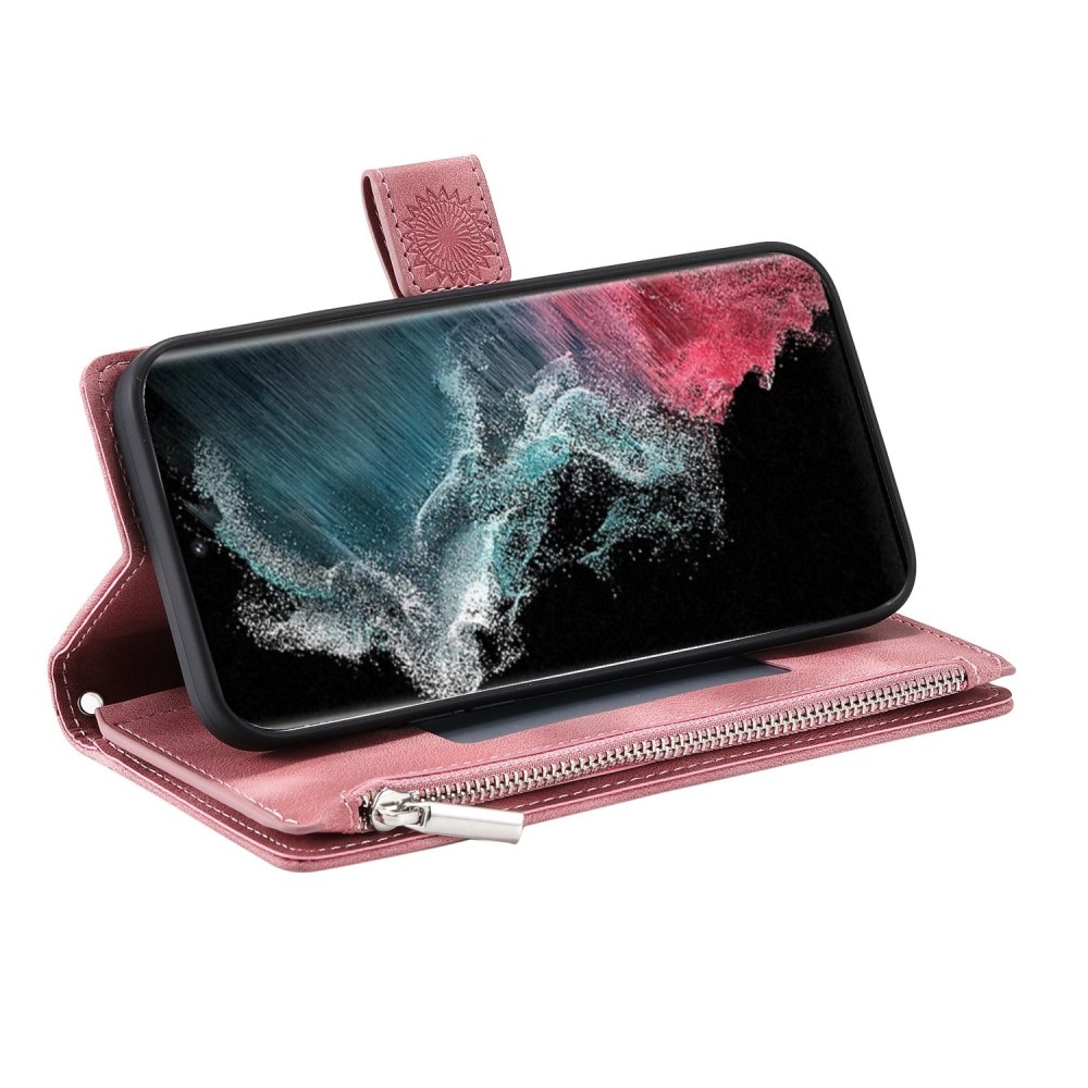 Lompakkolaukku Samsung Galaxy S23 Ultra Mandala vaaleanpunainen