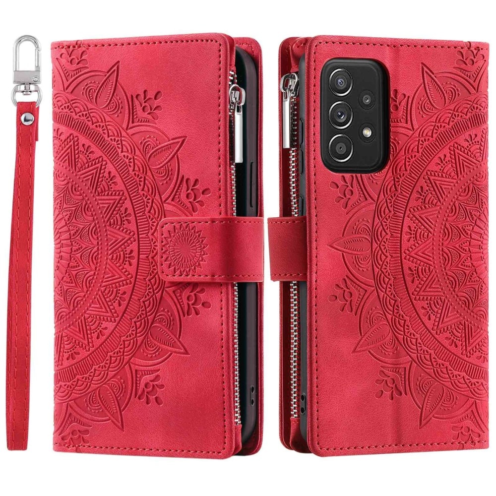 Lompakkolaukku Samsung Galaxy A52/A52s Mandala punainen