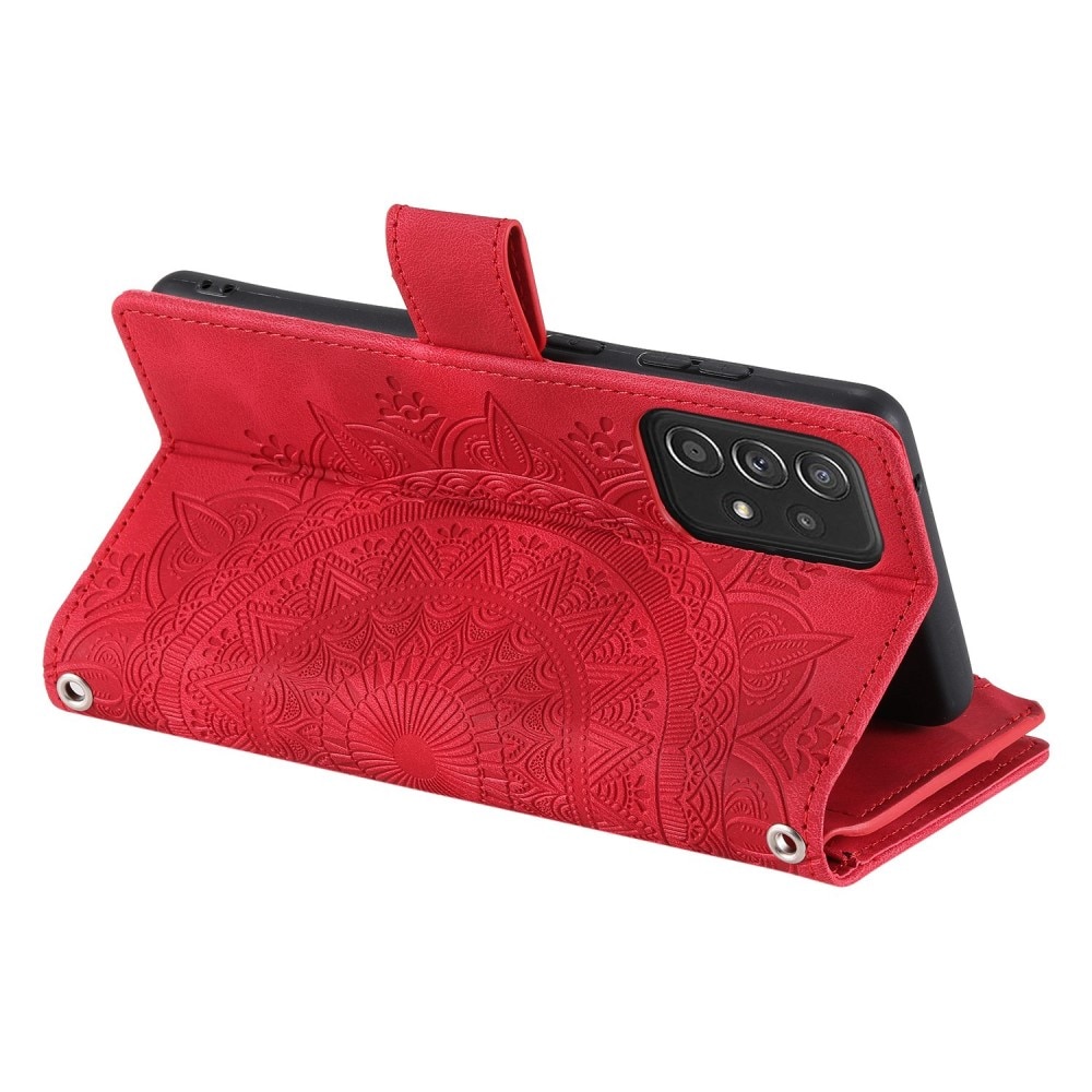 Lompakkolaukku Samsung Galaxy A52/A52s Mandala punainen