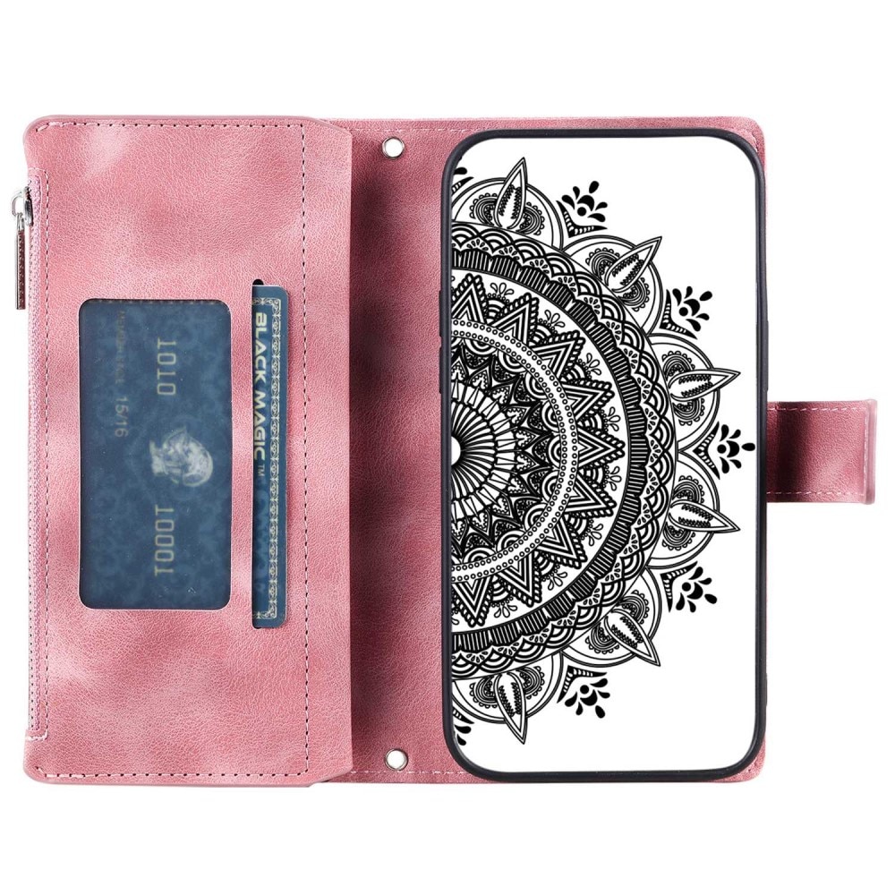 Lompakkolaukku Samsung Galaxy A52/A52s Mandala vaaleanpunainen