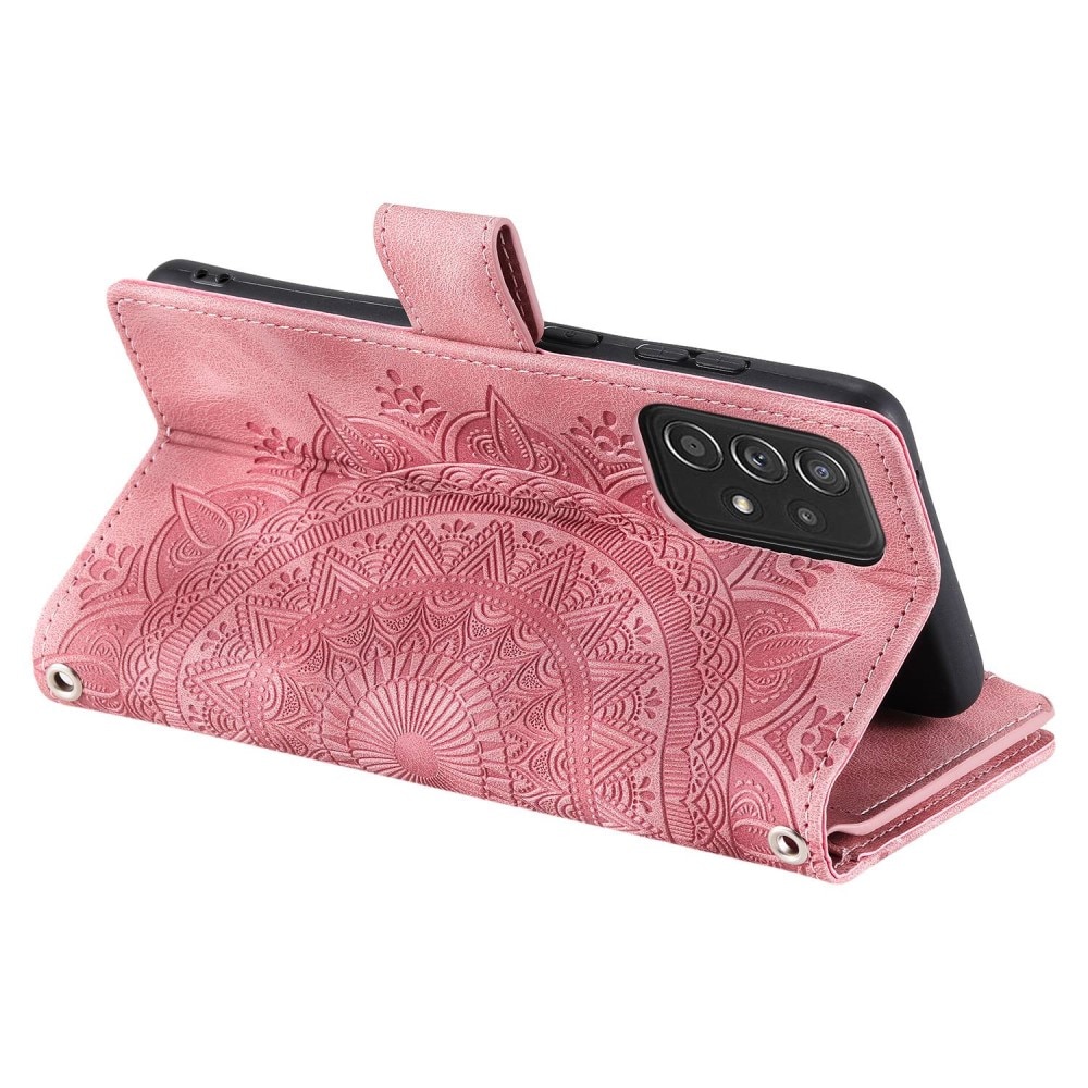 Lompakkolaukku Samsung Galaxy A52/A52s Mandala vaaleanpunainen