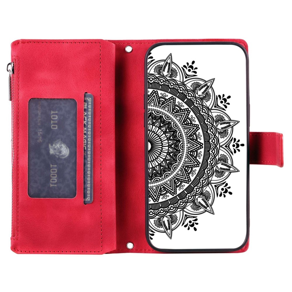 Lompakkolaukku Samsung Galaxy S23 Mandala punainen