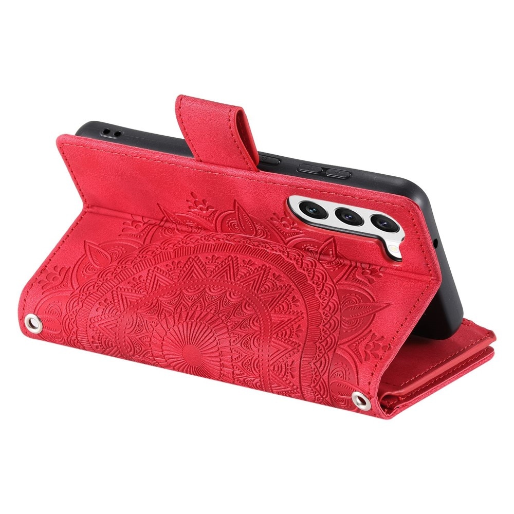 Lompakkolaukku Samsung Galaxy S23 Mandala punainen