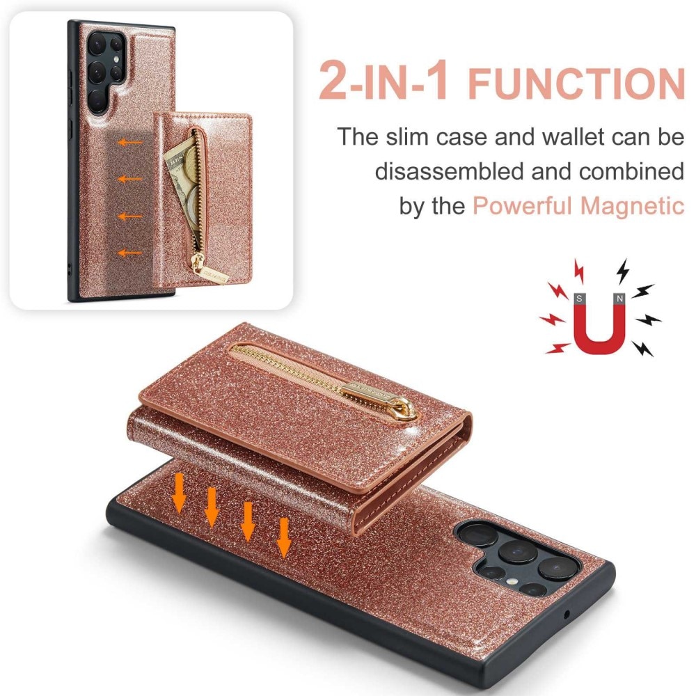 Magnetic Card Slot Case Samsung Galaxy S23 Ultra Kimallus ruusukulta