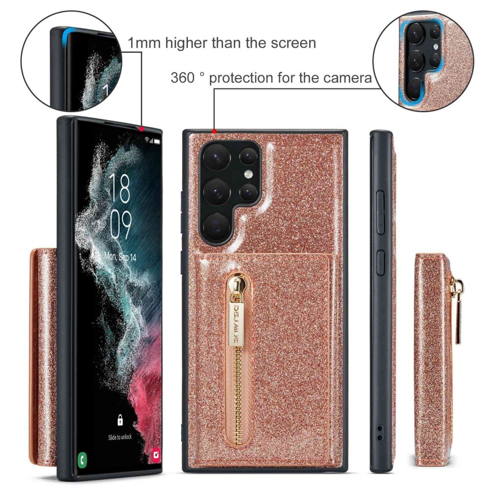 Magnetic Card Slot Case Samsung Galaxy S23 Ultra Kimallus ruusukulta