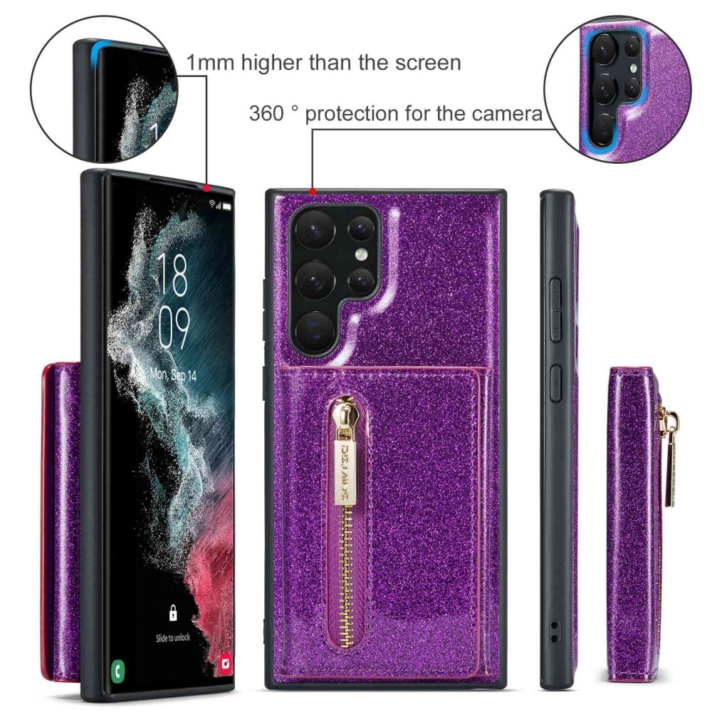 Magnetic Card Slot Case Samsung Galaxy S23 Ultra Kimallus liila