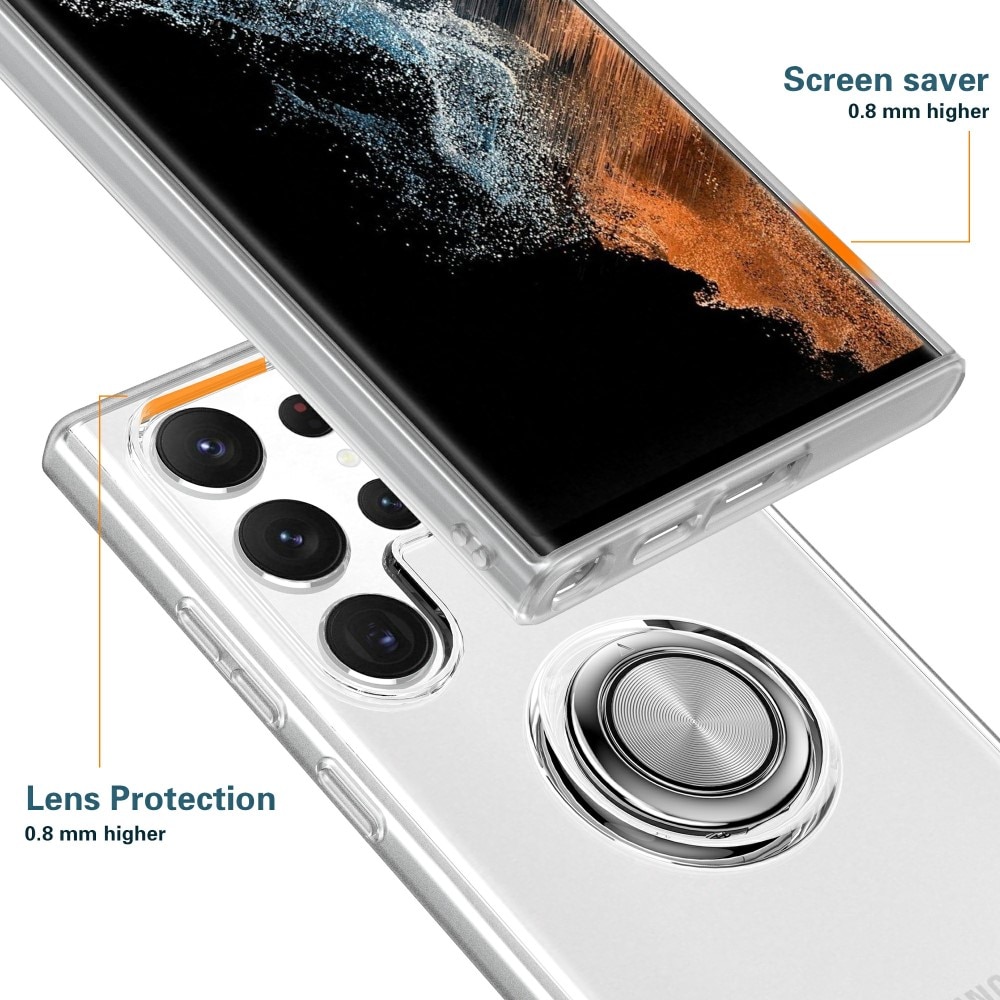 TPU Case Finger Ring Kickstand Samsung Galaxy S23 Ultra transparent