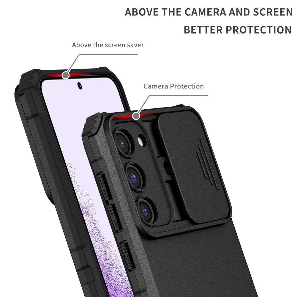 Samsung Galaxy S23 Plus Kickstand Kotelo Kamerasuojalla Musta