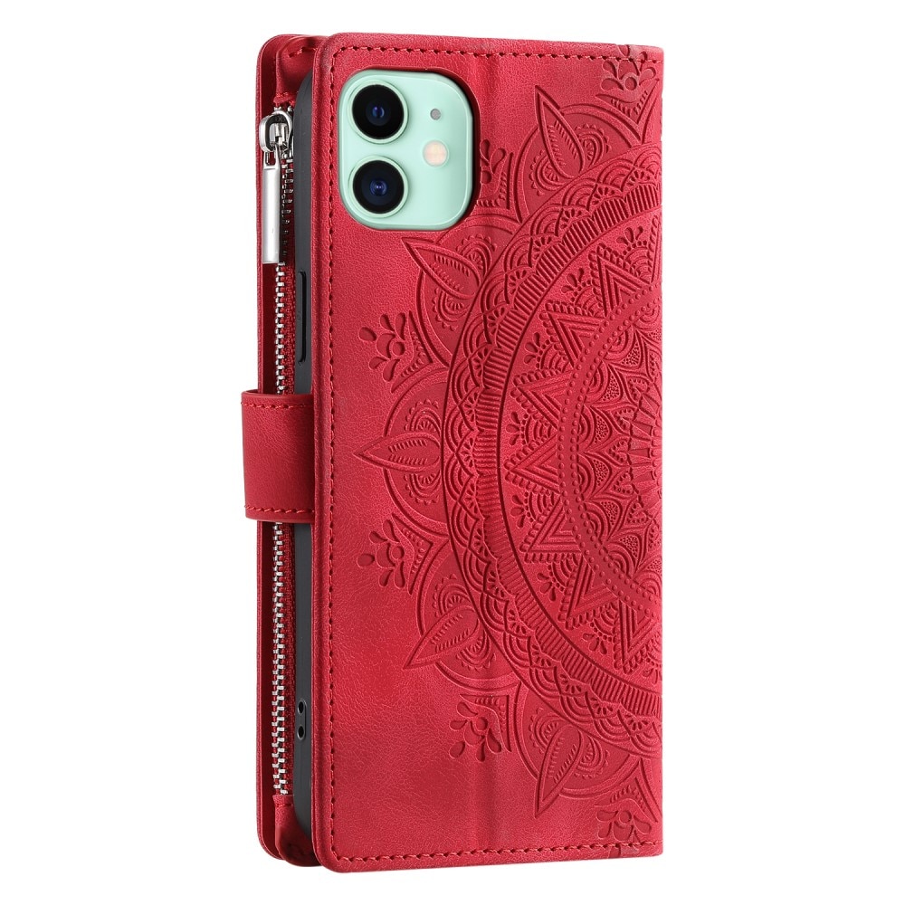 Lompakkolaukku iPhone 12 Mini Mandala punainen