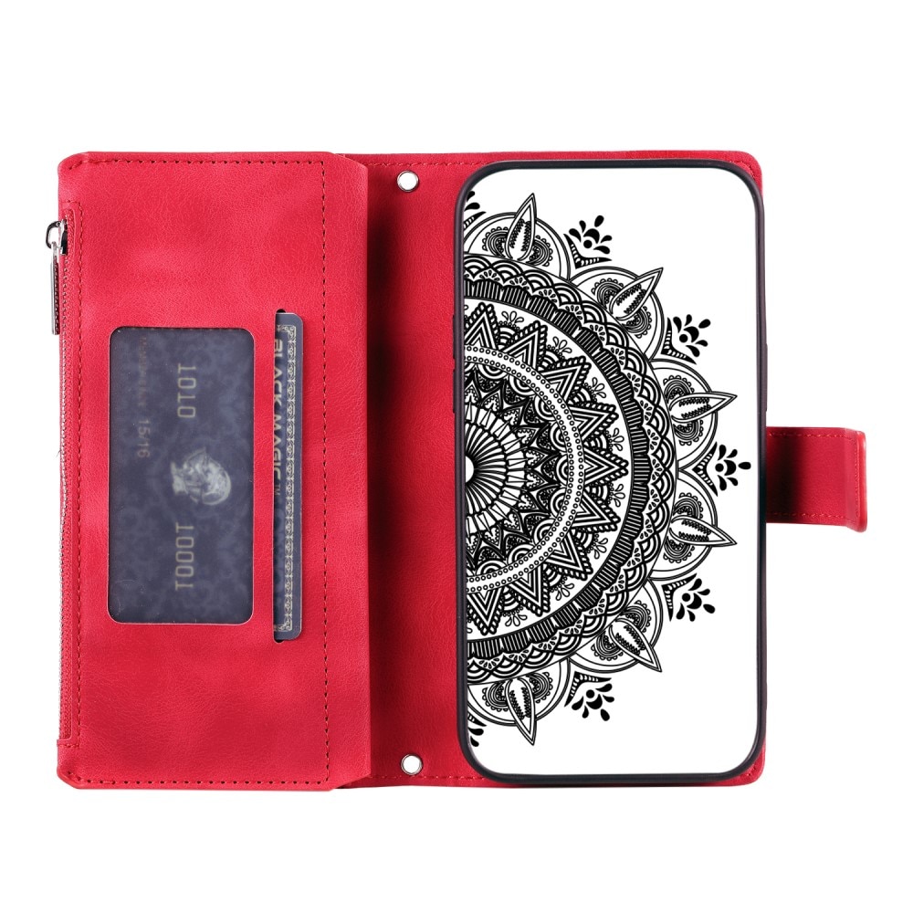 Lompakkolaukku iPhone 12 Mini Mandala punainen