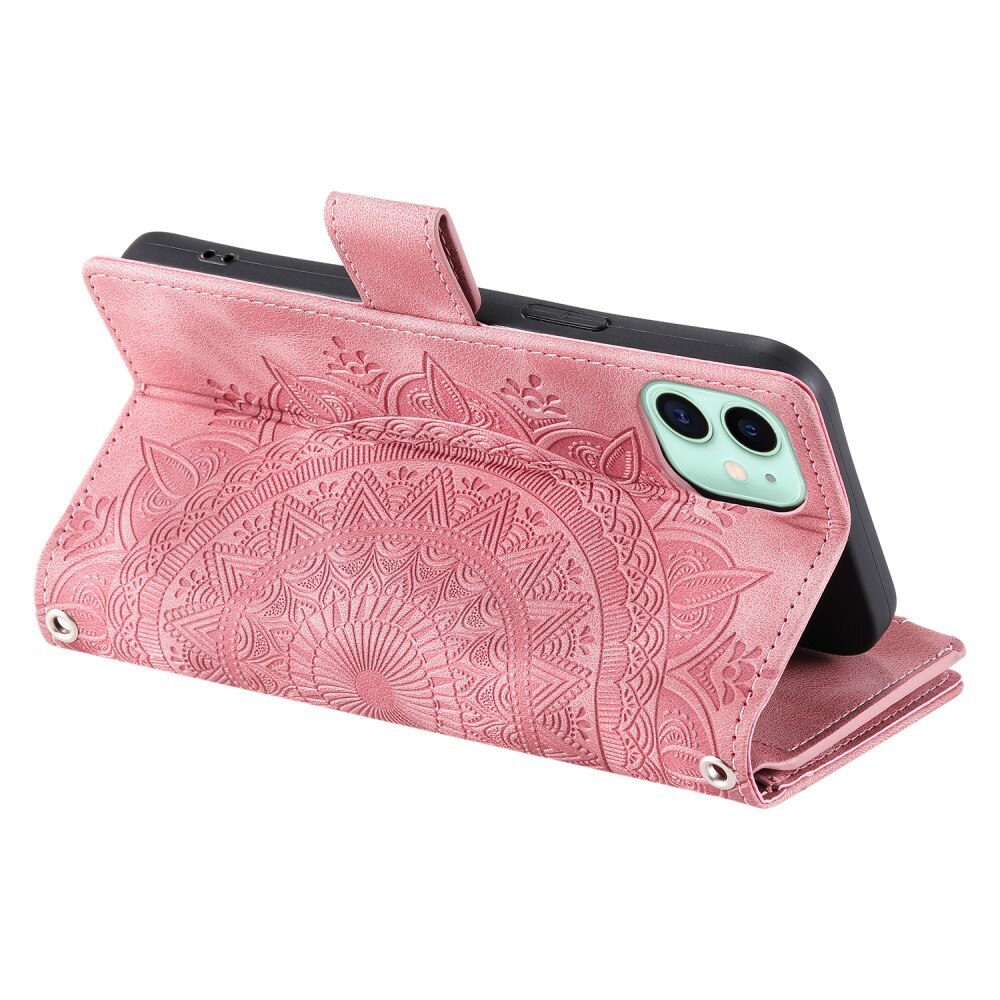 Lompakkolaukku iPhone 12 Mini Mandala vaaleanpunainen