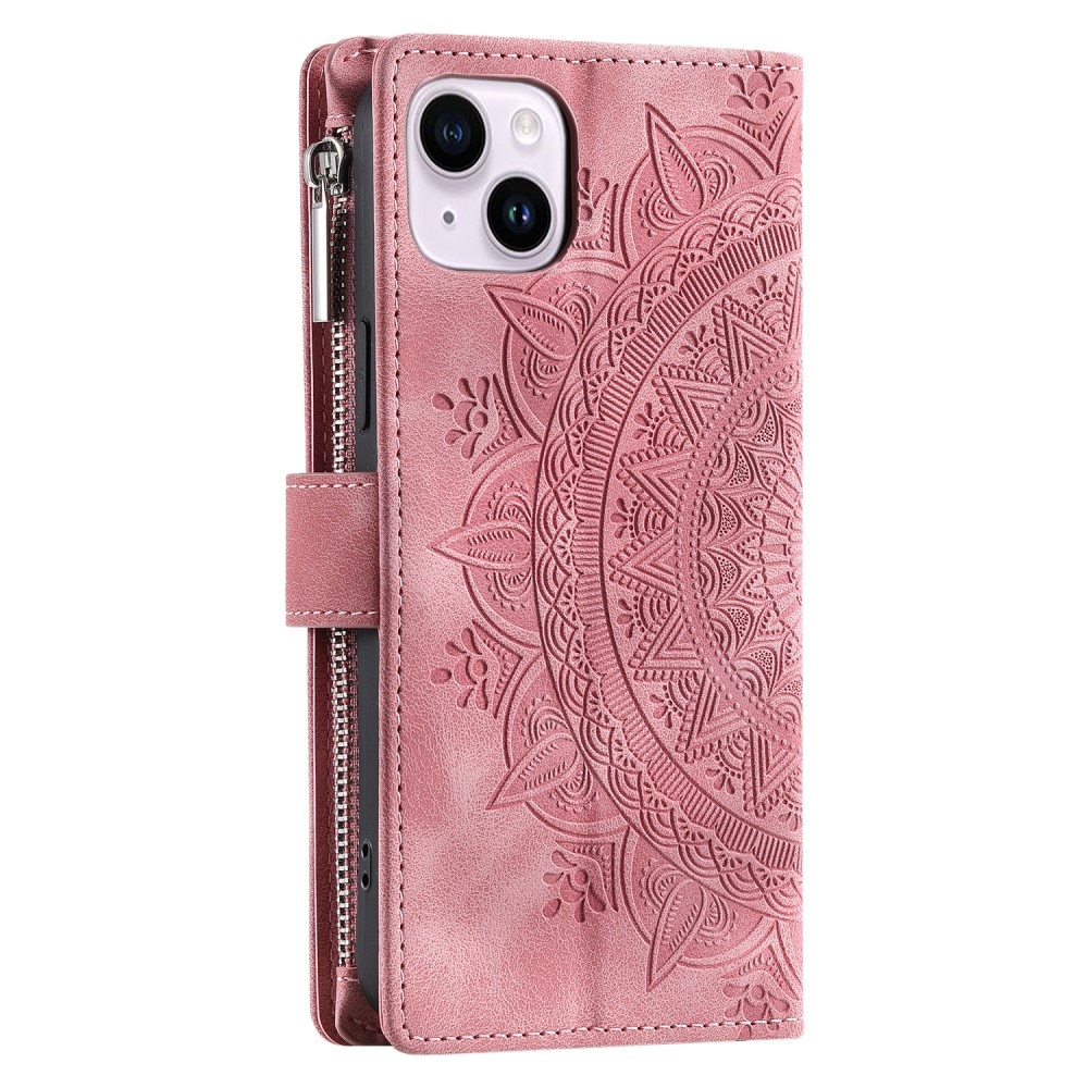 Lompakkolaukku iPhone 13 Mini Mandala vaaleanpunainen