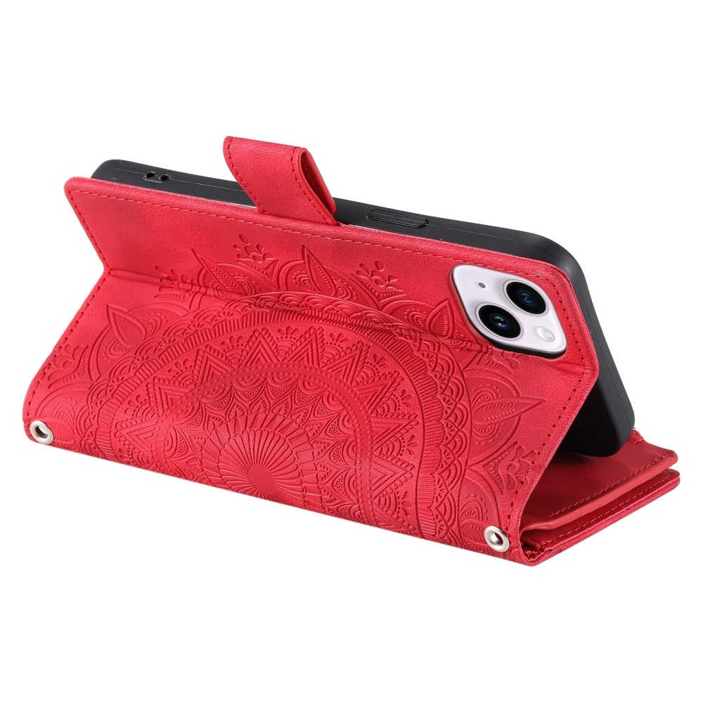 Lompakkolaukku iPhone 13 Mini Mandala punainen