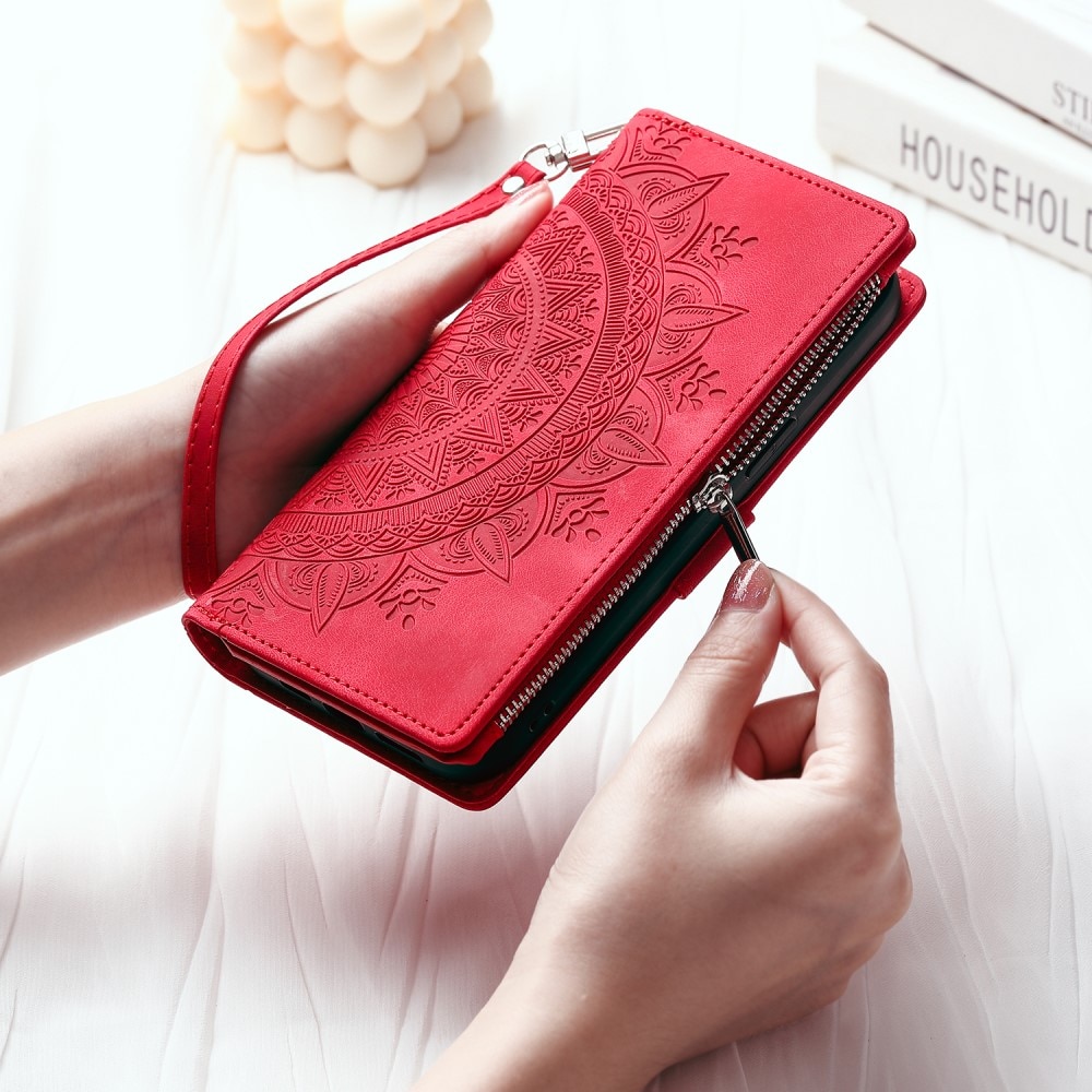 Lompakkolaukku iPhone 13 Mini Mandala punainen