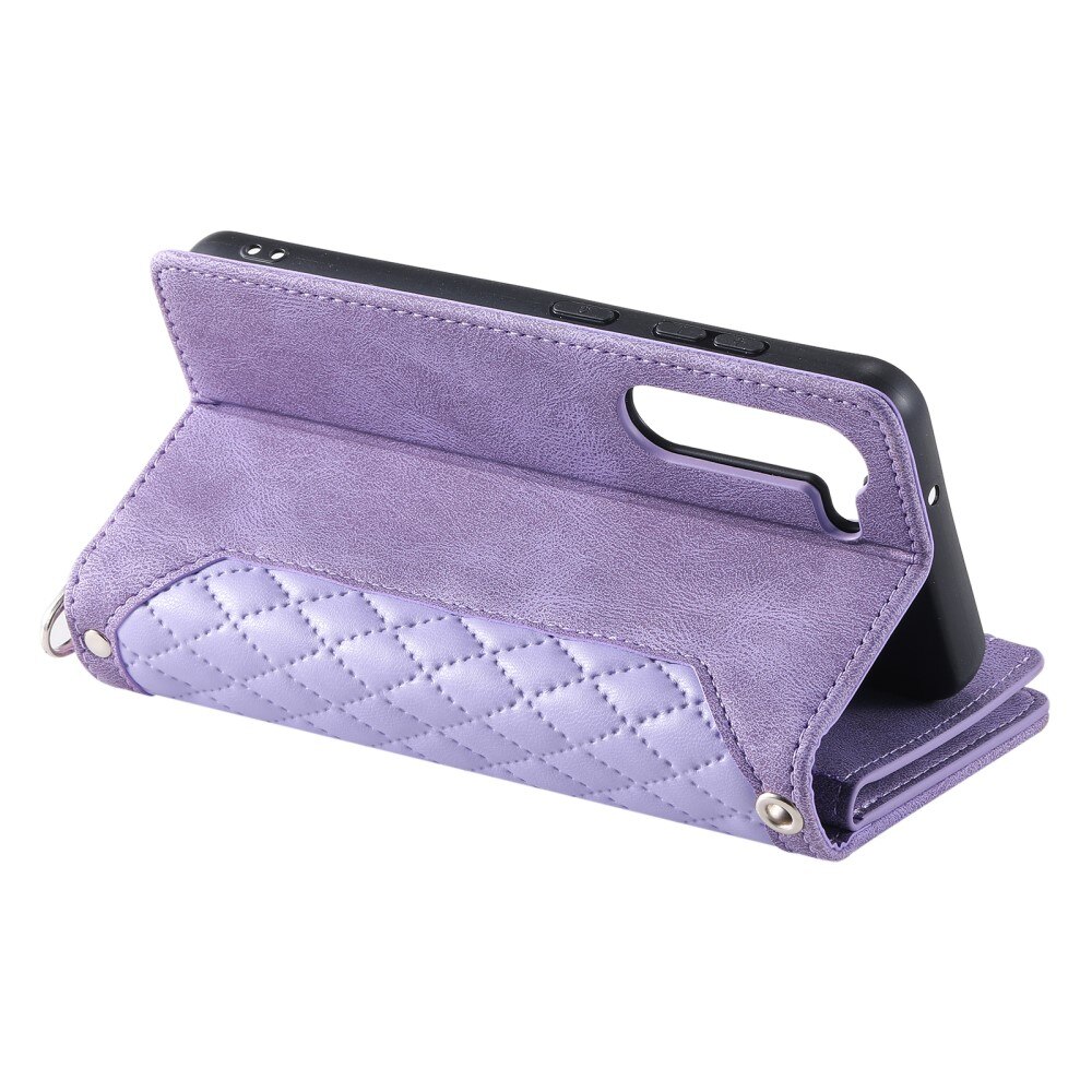 Lompakkolaukku Samsung Galaxy S23 Plus Quilted liila