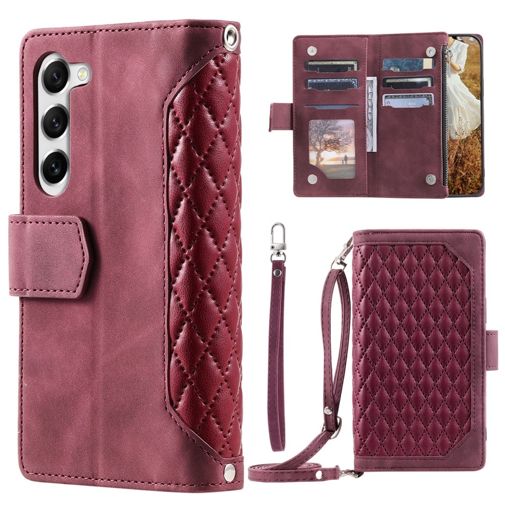 Lompakkolaukku Samsung Galaxy S23 Plus Quilted punainen