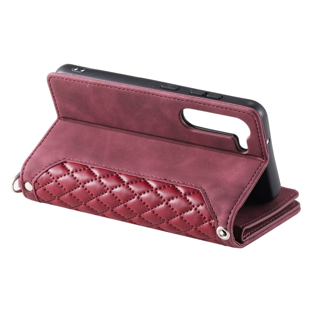 Lompakkolaukku Samsung Galaxy S23 Plus Quilted Punainen