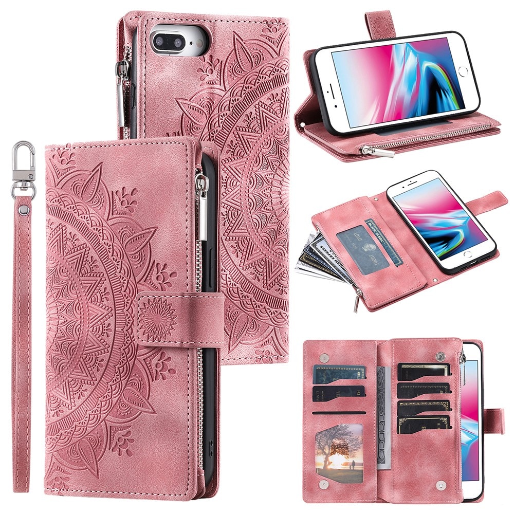 Lompakkolaukku iPhone 7 Plus/8 Plus Mandala vaaleanpunainen