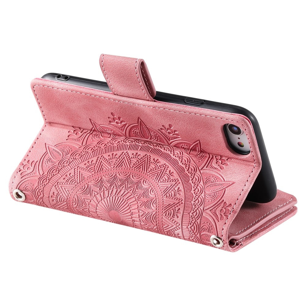 Lompakkolaukku iPhone 8 Mandala vaaleanpunainen