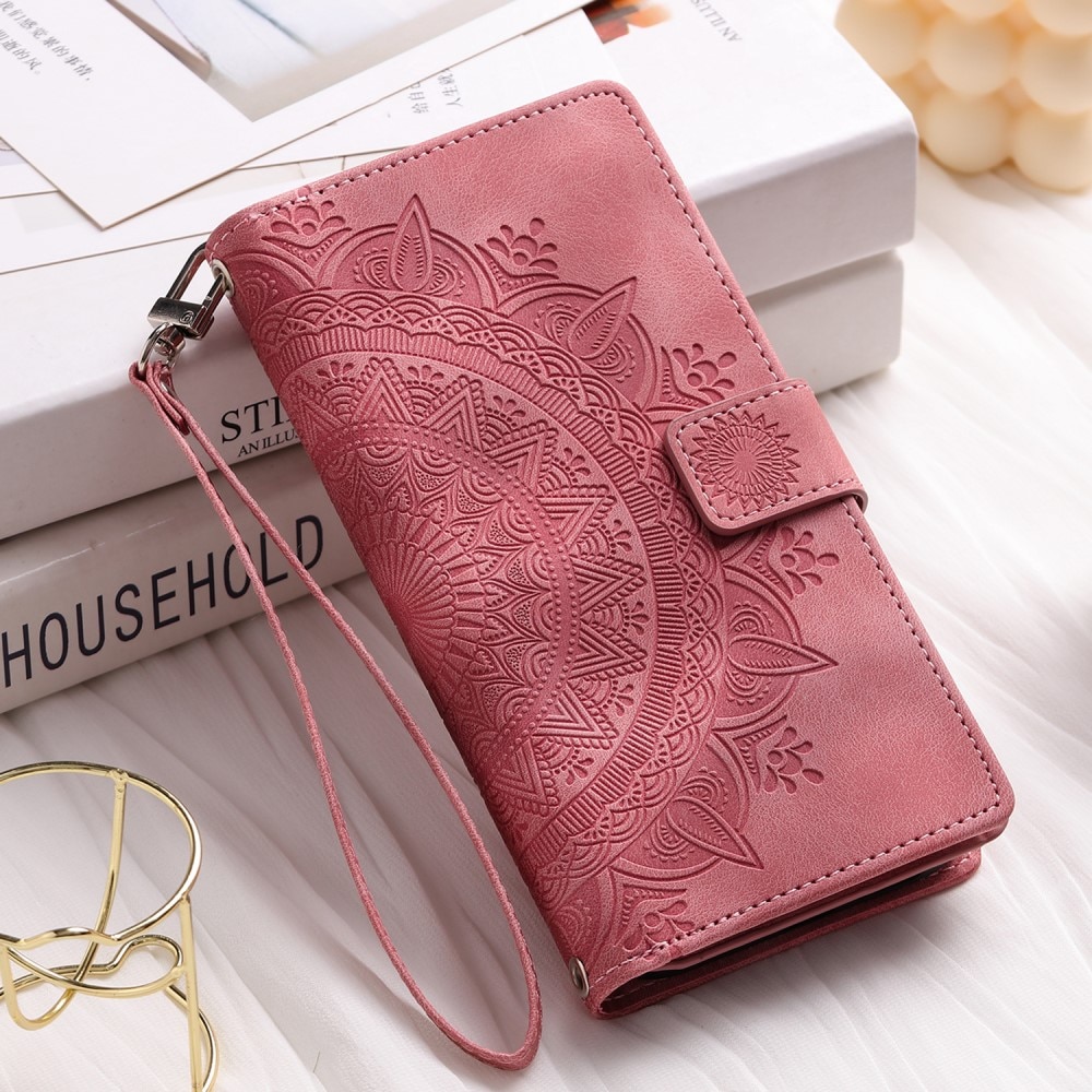 Lompakkolaukku iPhone SE (2022) Mandala vaaleanpunainen