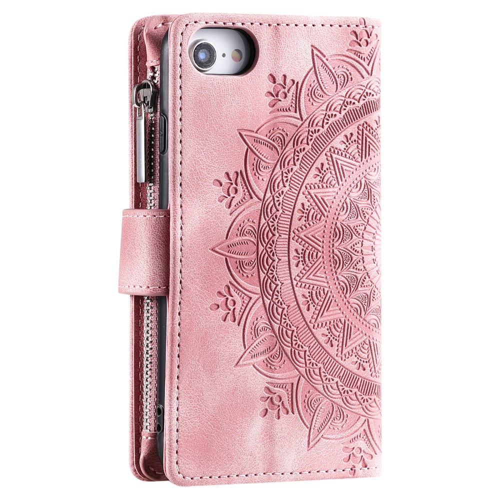Lompakkolaukku iPhone SE (2020) Mandala vaaleanpunainen
