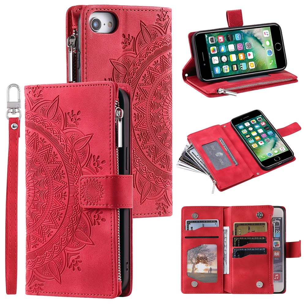Lompakkolaukku iPhone 7/8/SE Mandala punainen