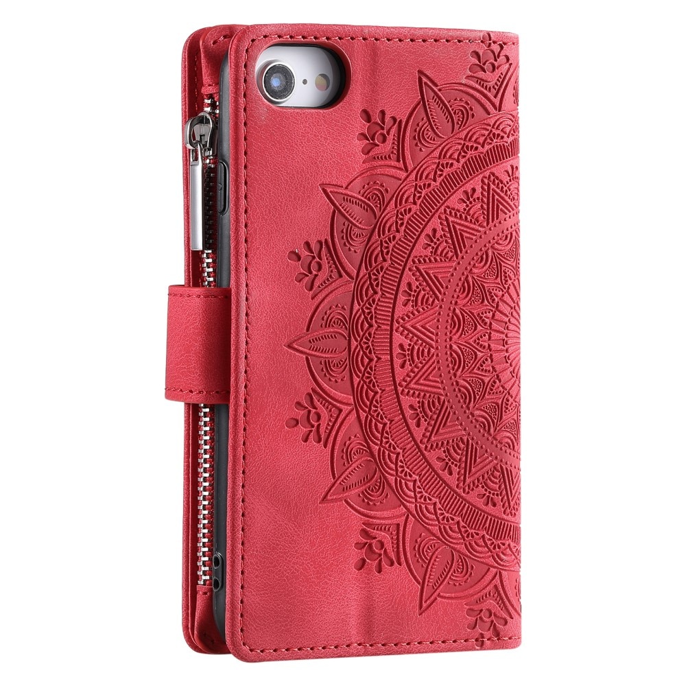 Lompakkolaukku iPhone SE (2022) Mandala punainen