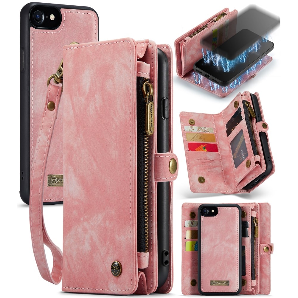 Multi-slot Suojakotelo iPhone 7/8/SE vaaleanpunainen