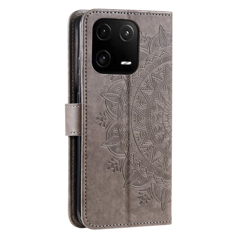 Nahkakotelo Mandala Xiaomi 13 harmaa