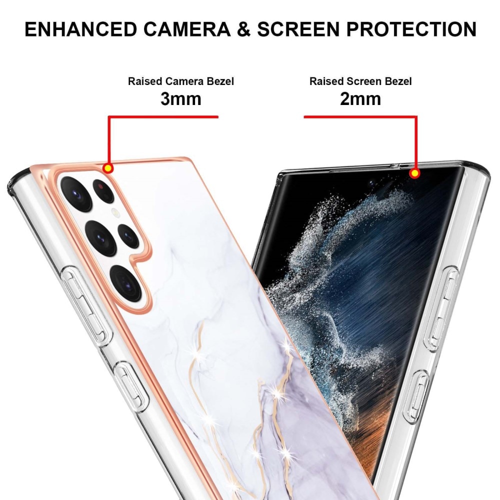 TPU suojakuori Samsung Galaxy S23 Ultra valkoista marmoria