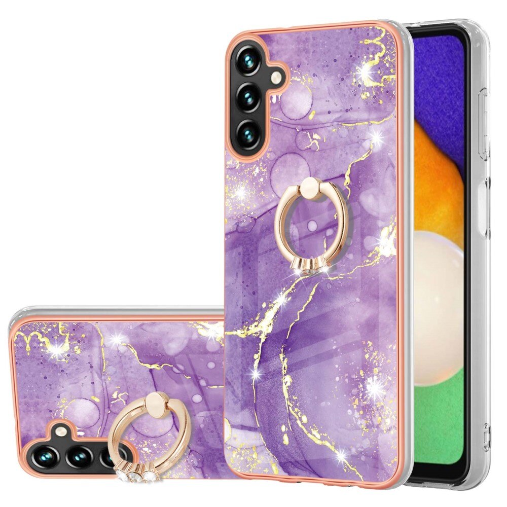 TPU Case Finger Ring Kickstand Samsung Galaxy A34 liila marmoria