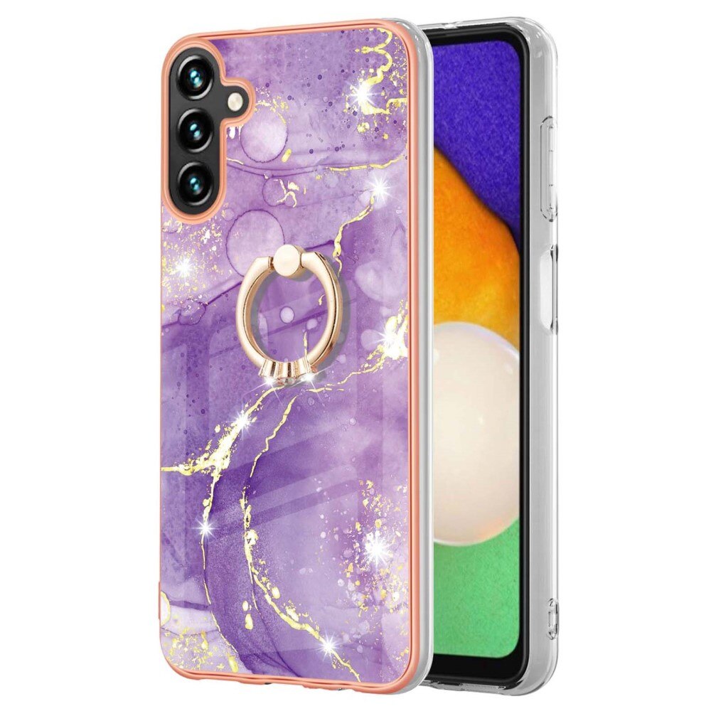 TPU Case Finger Ring Kickstand Samsung Galaxy A34 liila marmoria