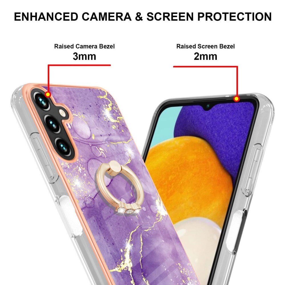 TPU Case Finger Ring Kickstand Samsung Galaxy A34 liila marmoria