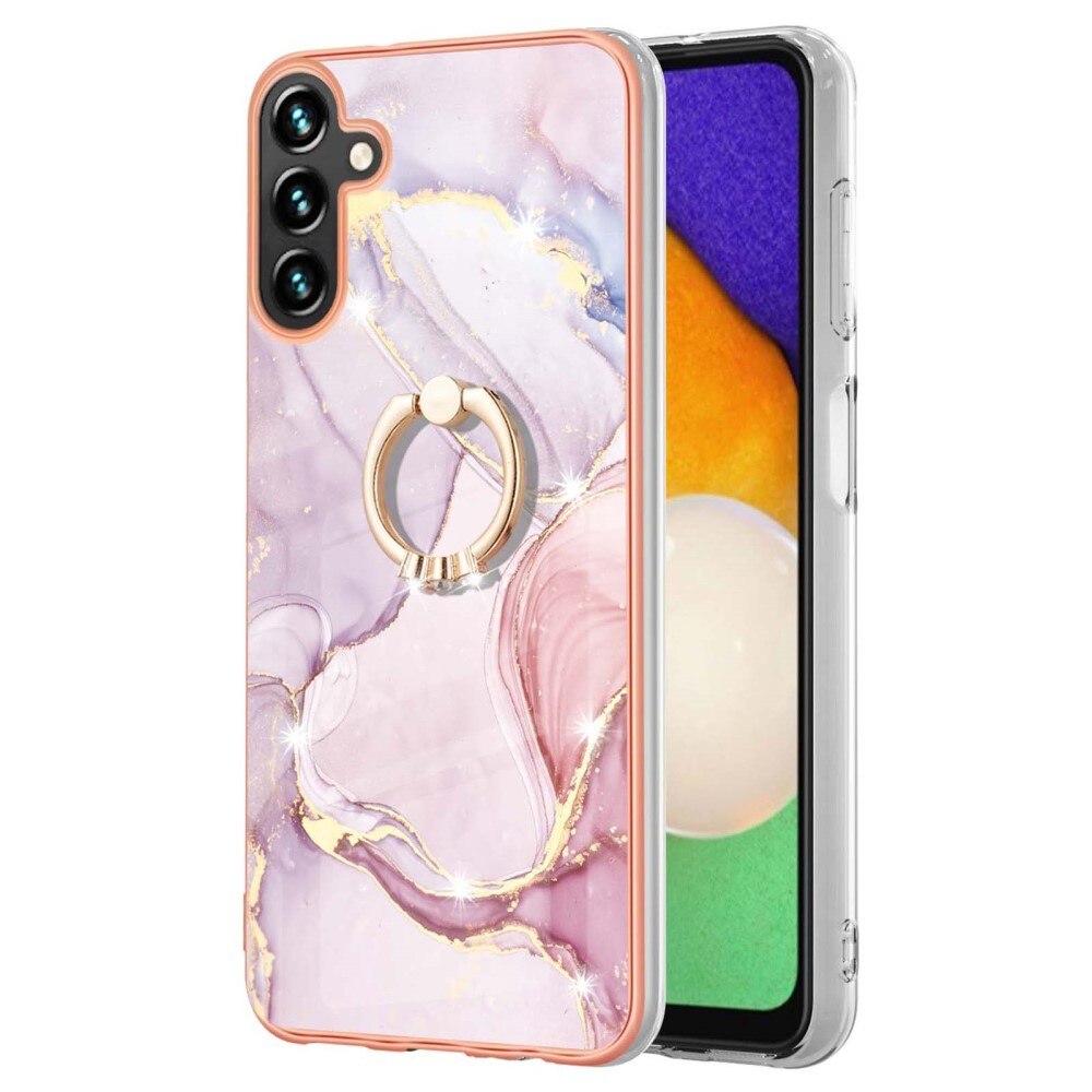 TPU Case Finger Ring Kickstand Samsung Galaxy A34 vaaleanpunainen marmoria