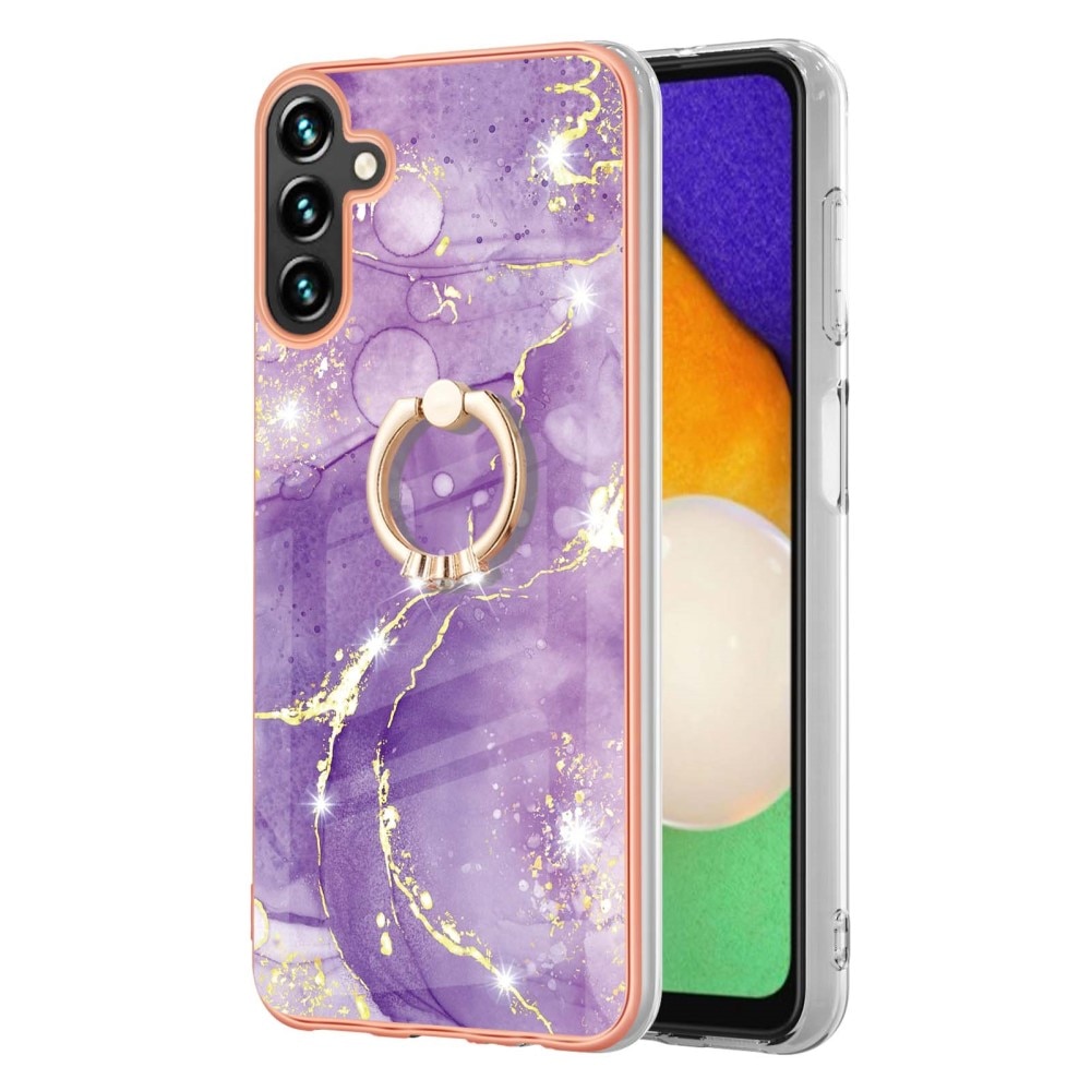 TPU Case Finger Ring Kickstand Samsung Galaxy A54 liila marmoria