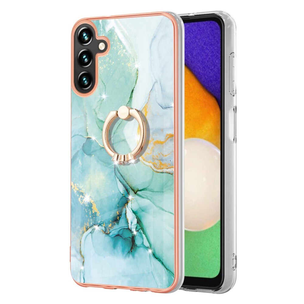 TPU Case Finger Ring Kickstand Samsung Galaxy A54 vihreä marmoria