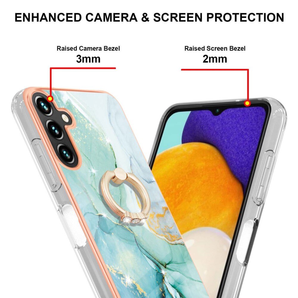 TPU Case Finger Ring Kickstand Samsung Galaxy A54 vihreä marmoria