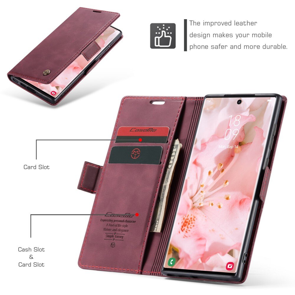 Slim Lompakkokotelo Samsung Galaxy S23 Ultra Punainen