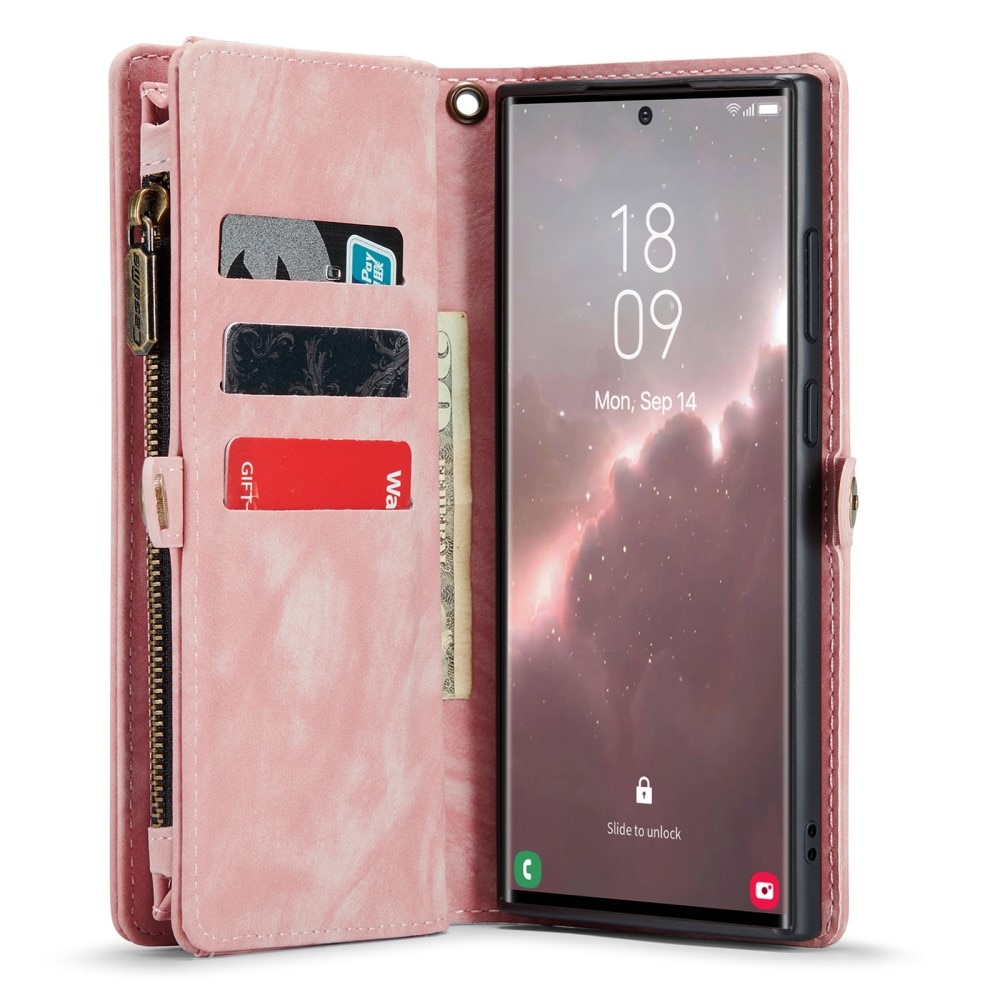Multi-slot Suojakotelo Samsung Galaxy S23 Ultra vaaleanpunainen