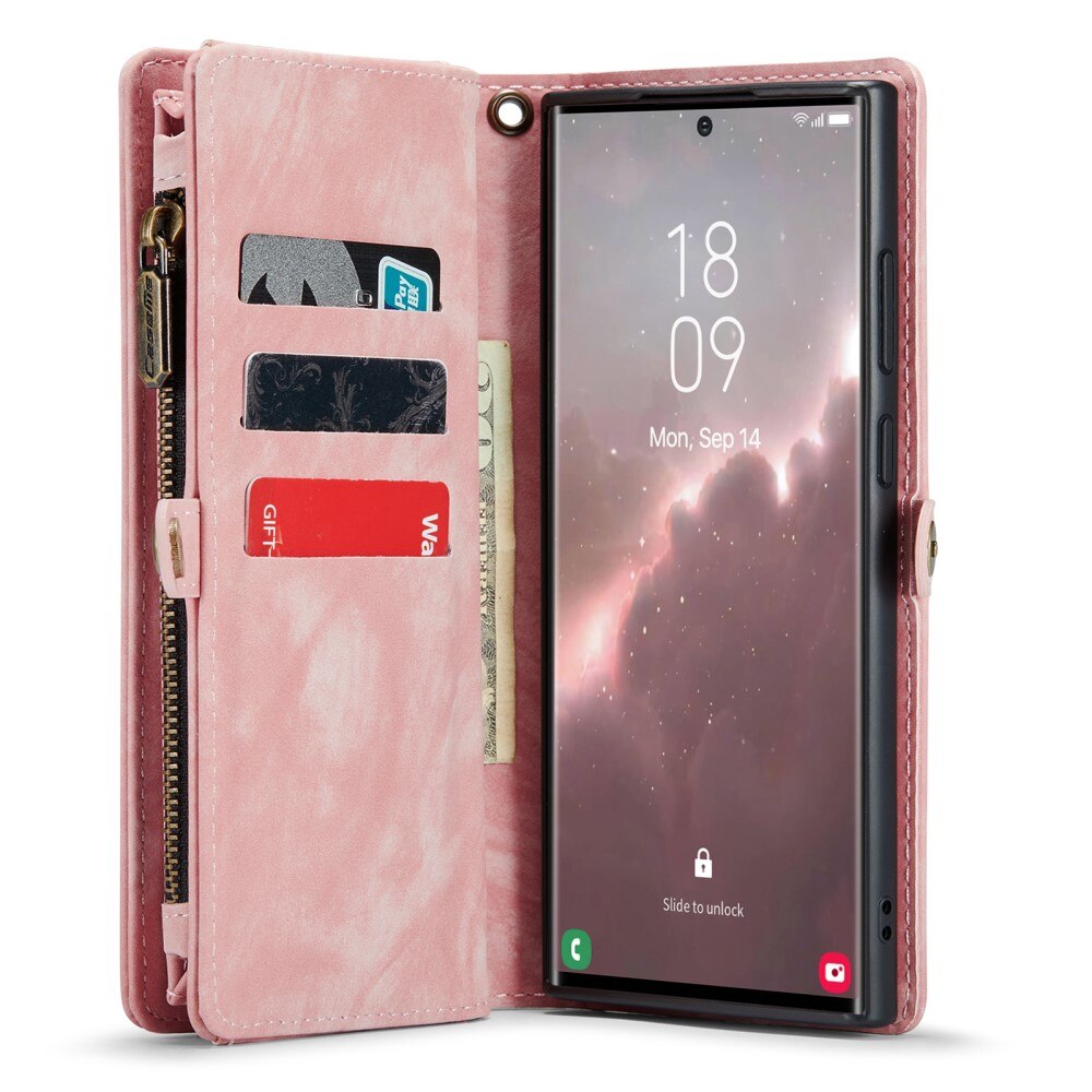 Multi-slot Suojakotelo Samsung Galaxy S23 Ultra Vaaleanpunainen