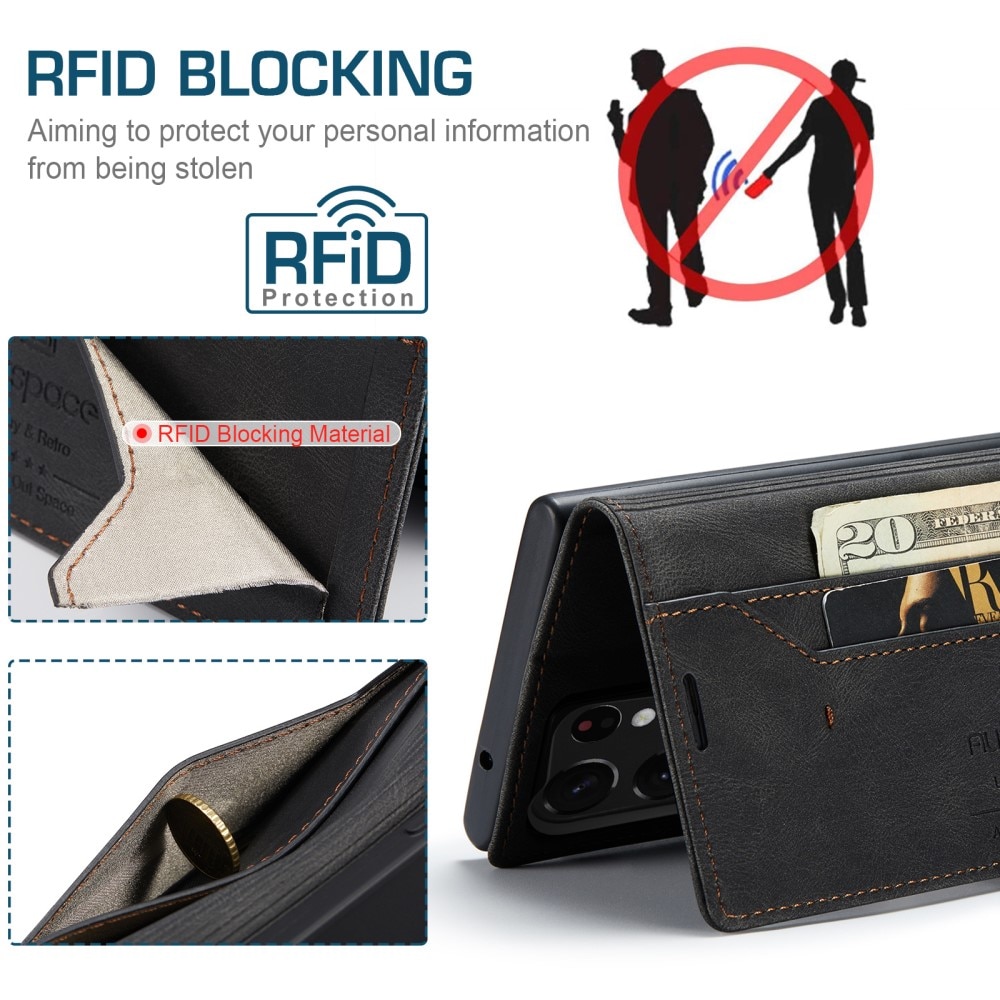 RFID blocking Lompakkokotelo Samsung Galaxy S23 Ultra musta