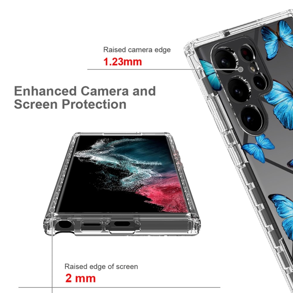 Full Cover Kuori Case Samsung Galaxy S23 Ultra perhosia