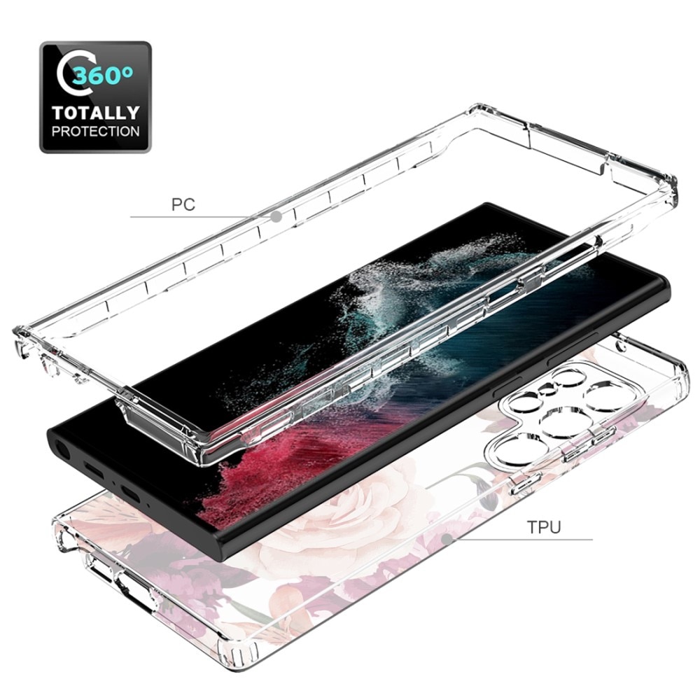 Full Cover Kuori Case Samsung Galaxy S23 Ultra kukat
