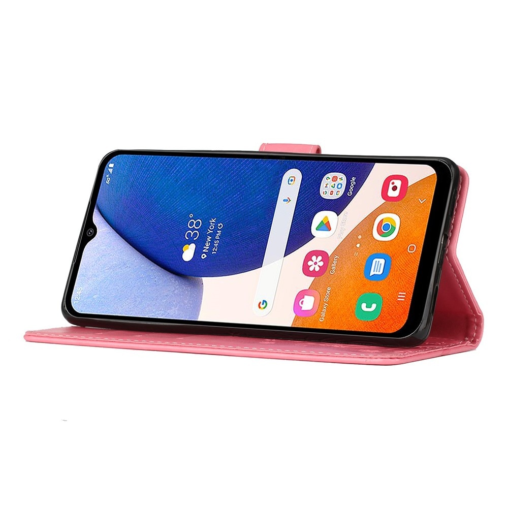 Nahkakotelo Perhonen Samsung Galaxy A54 Vaaleanpunainen