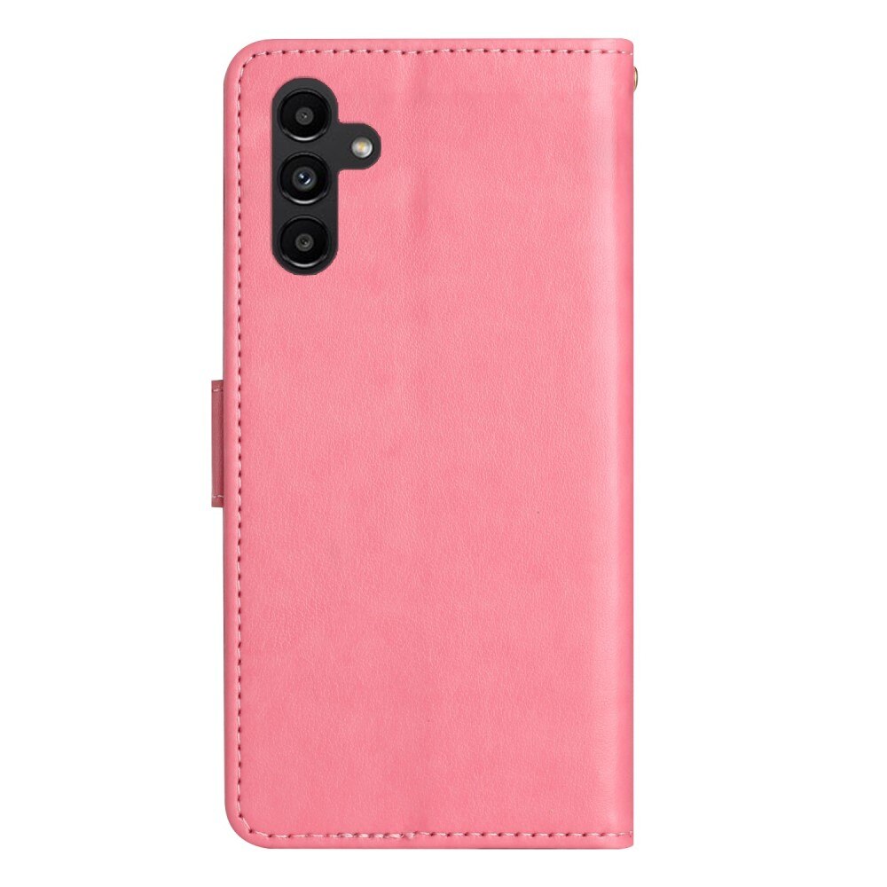 Nahkakotelo Perhonen Samsung Galaxy A54 Vaaleanpunainen