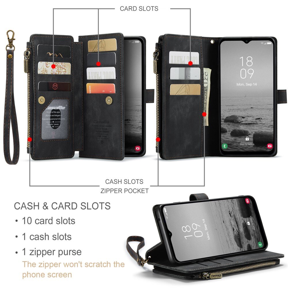 Zipper Wallet Samsung Galaxy A14 Musta