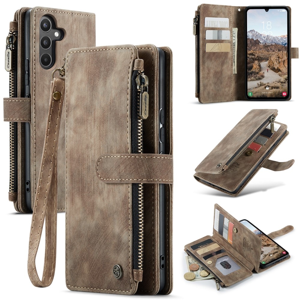 Zipper Wallet Samsung Galaxy A34 ruskea