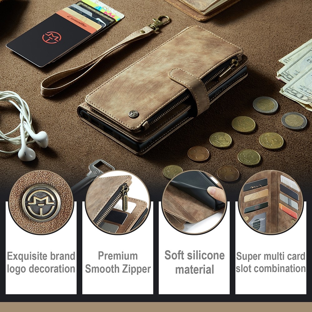 Zipper Wallet Samsung Galaxy A34 ruskea