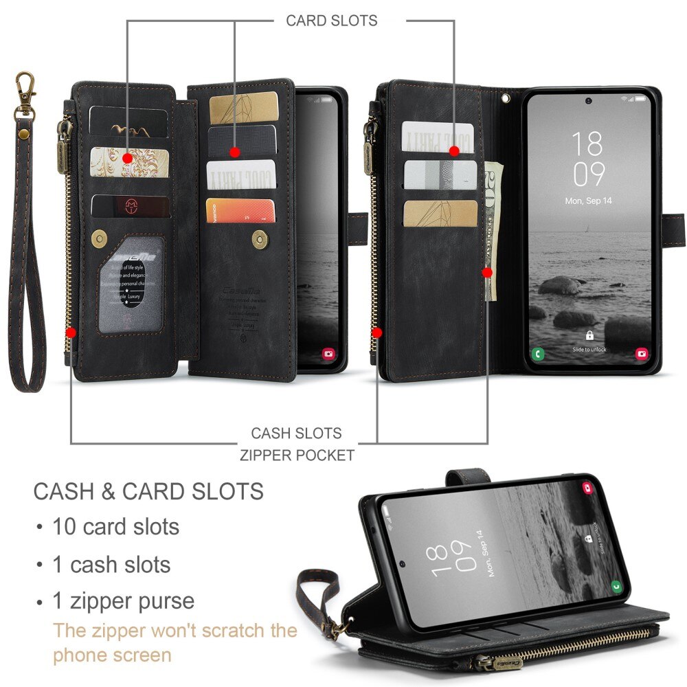 Zipper Wallet Samsung Galaxy A54 musta