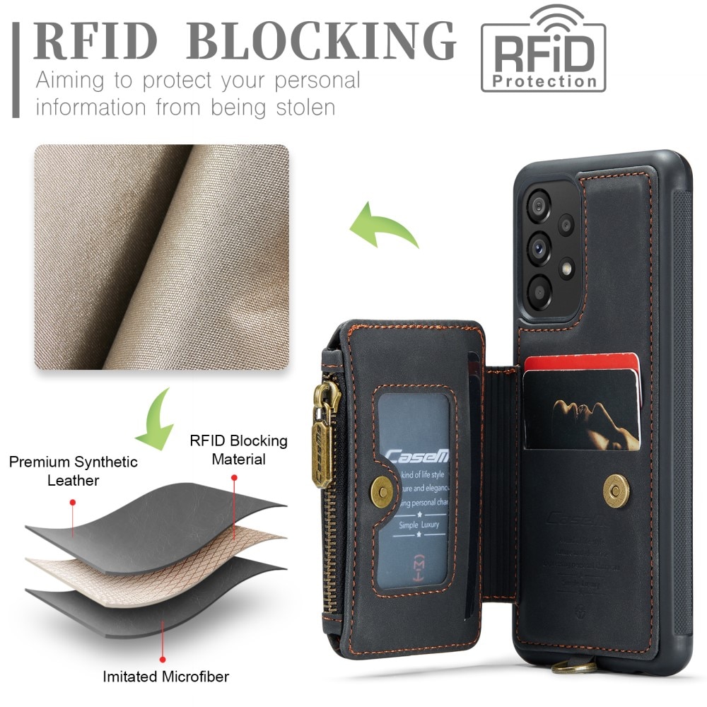 Multi-slot RFID-blocking Kuori Samsung Galaxy A54 musta